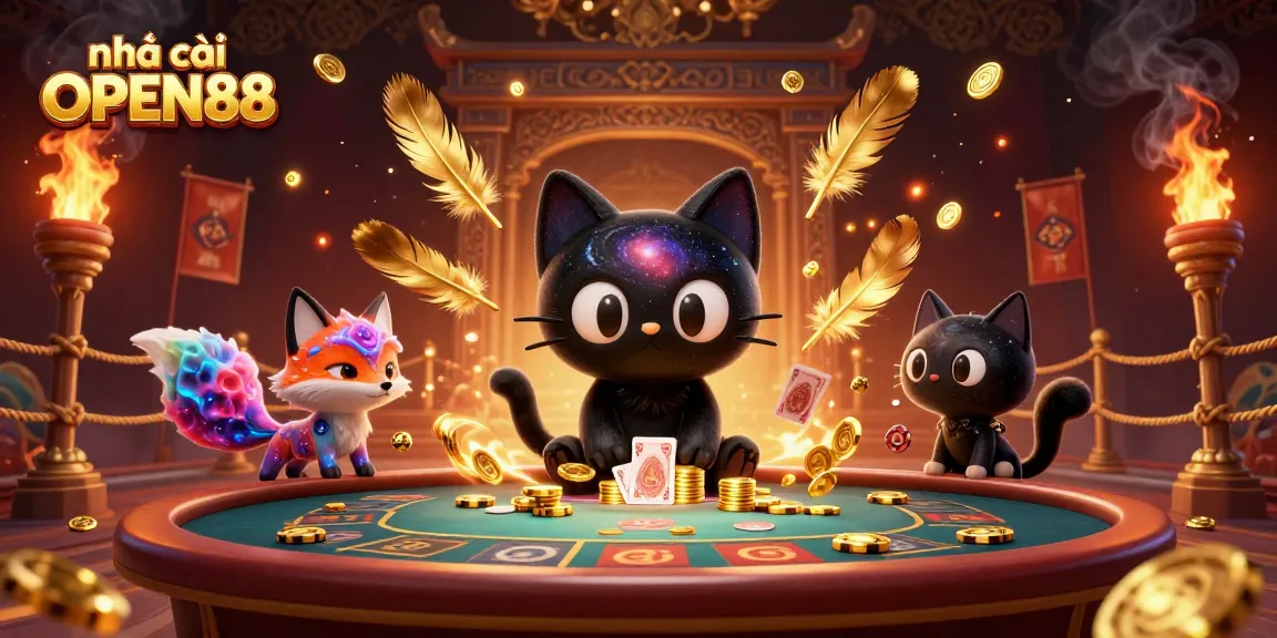 Experience the excitement at nhà cái OPEN88 with cosmic elements and vibrant casino visuals.