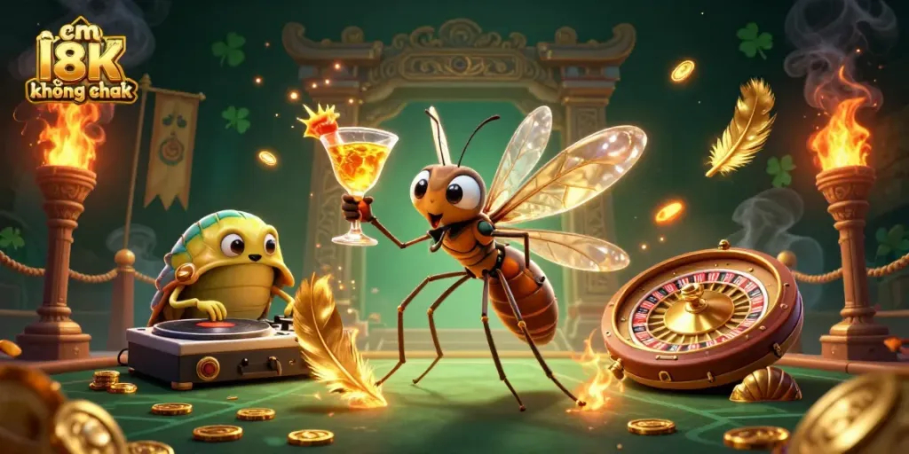 Experience the excitement of gaming with CM 88 link không chặn, featuring vibrant characters and casino elements.