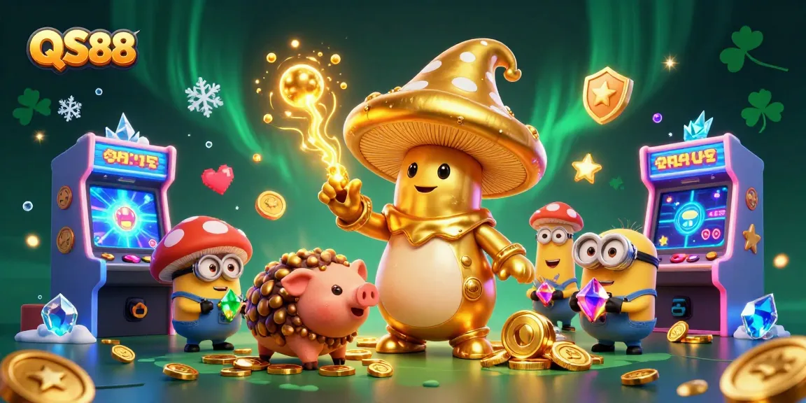 Experience thrilling gameplay at QS88 with a vibrant scene of a magic wizard and treasure hunting elements.