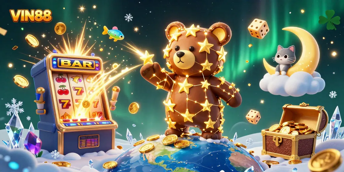 Experience the excitement of VIN88 with a vibrant jackpot explosion in a 3D casino scene.