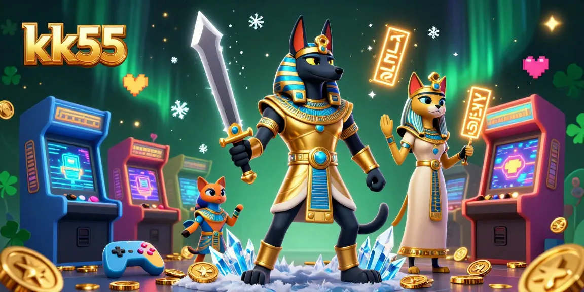 kk55 engaging players in a dynamic game scene with Egyptian characters and vibrant casino elements