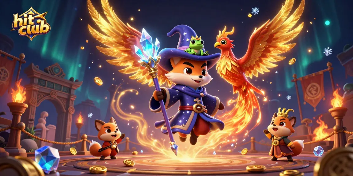 Join the thrill of hit club with this energetic scene filled with vibrant gaming elements and mystical characters.