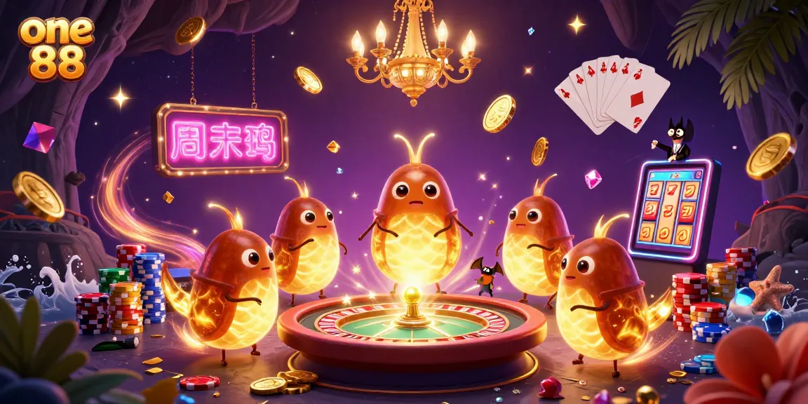 Experience the vibrant one 88 casino scene with glowworms illuminating games and exciting action.
