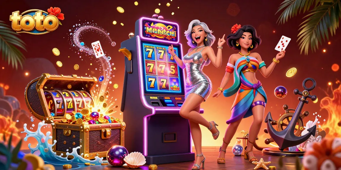 Toto theme slot machine scene with celebratory player and dynamic casino elements.
