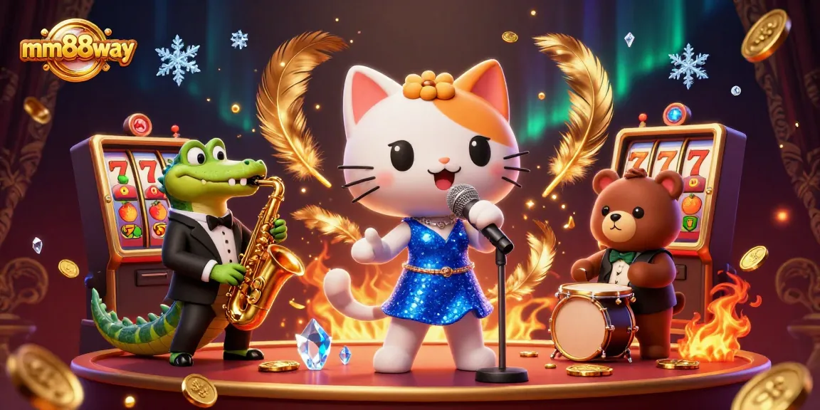 Engage in thrilling experiences at mm88way with a lively casino scene featuring unique characters and elements.