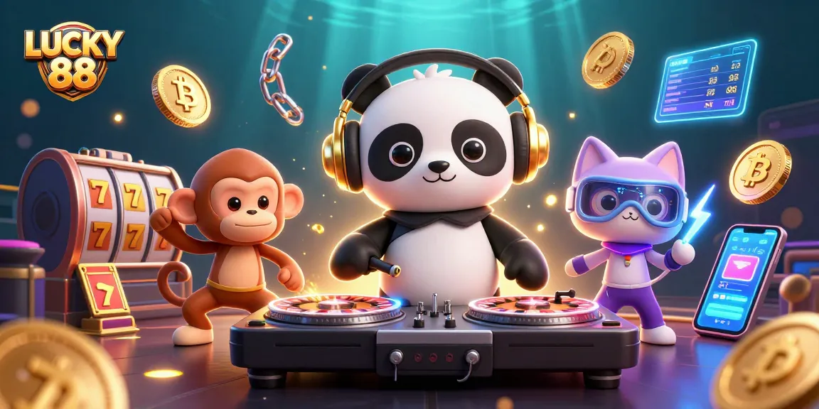 Experience the vibrant excitement of LUCKY 88 with energetic characters in a colorful casino setting