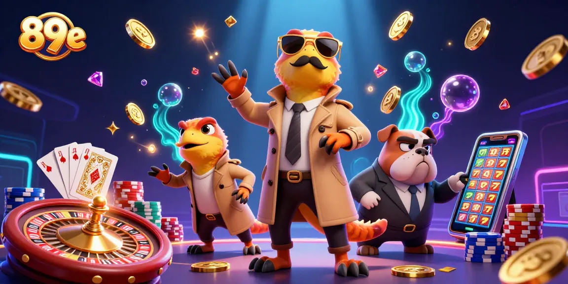 Experience the thrill of 89e with dynamic golden coins, raptors in disguise, and casino elements!