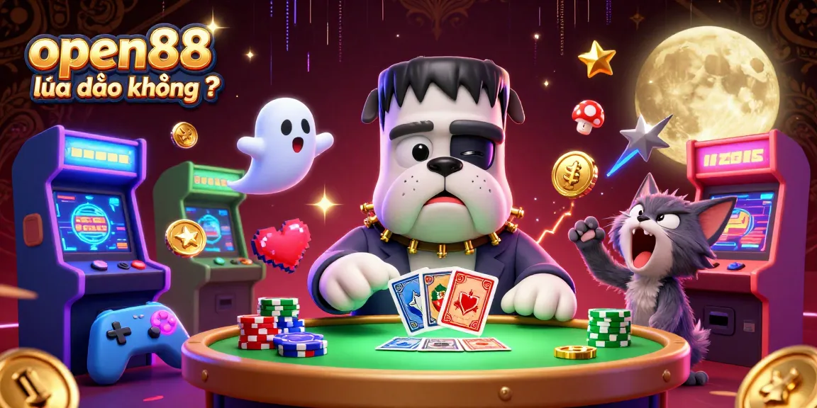 Play exciting games at open88 lừa đảo không ? table surrounded by vibrant animations and characters.