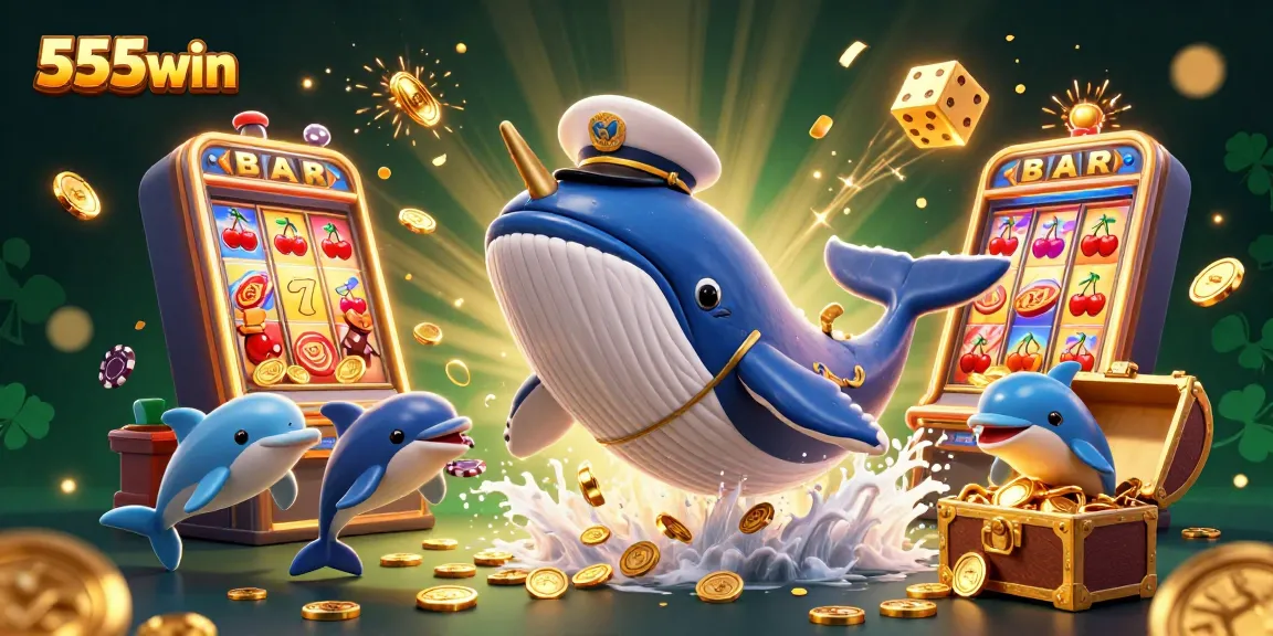 Experience thrilling gameplay with 555win, featuring vibrant 3D casino elements and exciting characters in a rich, dynamic scene.
