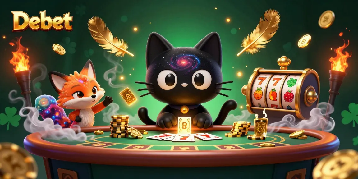 Experience the thrill of Debet casino with an enchanting 3D illustration showcasing exciting games.