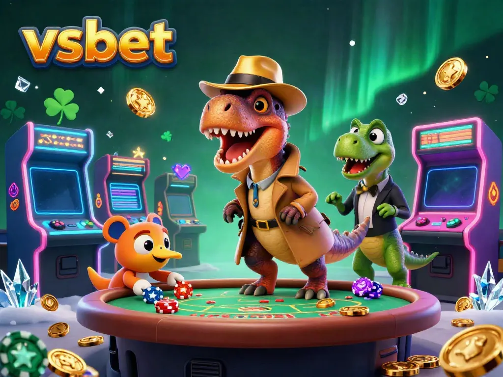 Experience gaming excitement at vsbet with a sneaky velociraptor card counter in the casino.