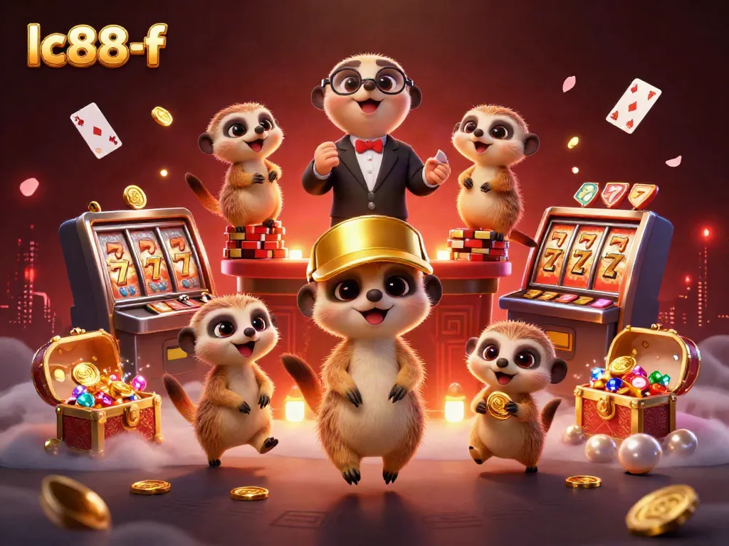 Experience the vibrant casino action at lc88-f with meerkats managing thrilling slot games and jackpots.