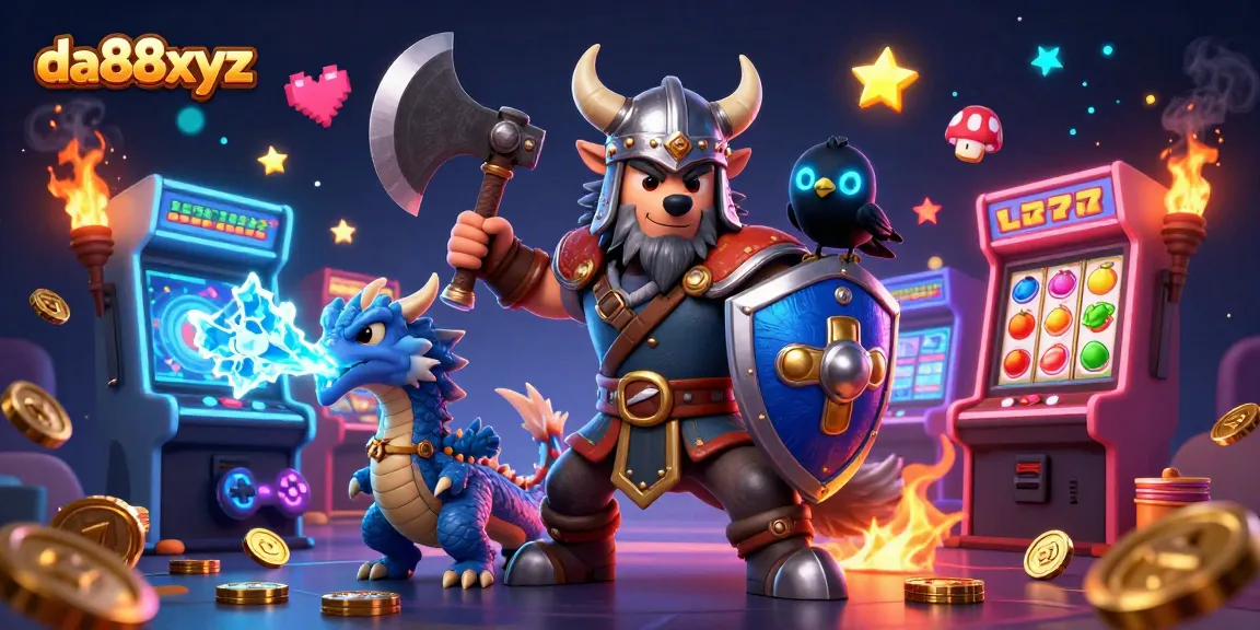 Experience thrilling gameplay at da88xyz with cartoon warriors and vibrant gambling elements.