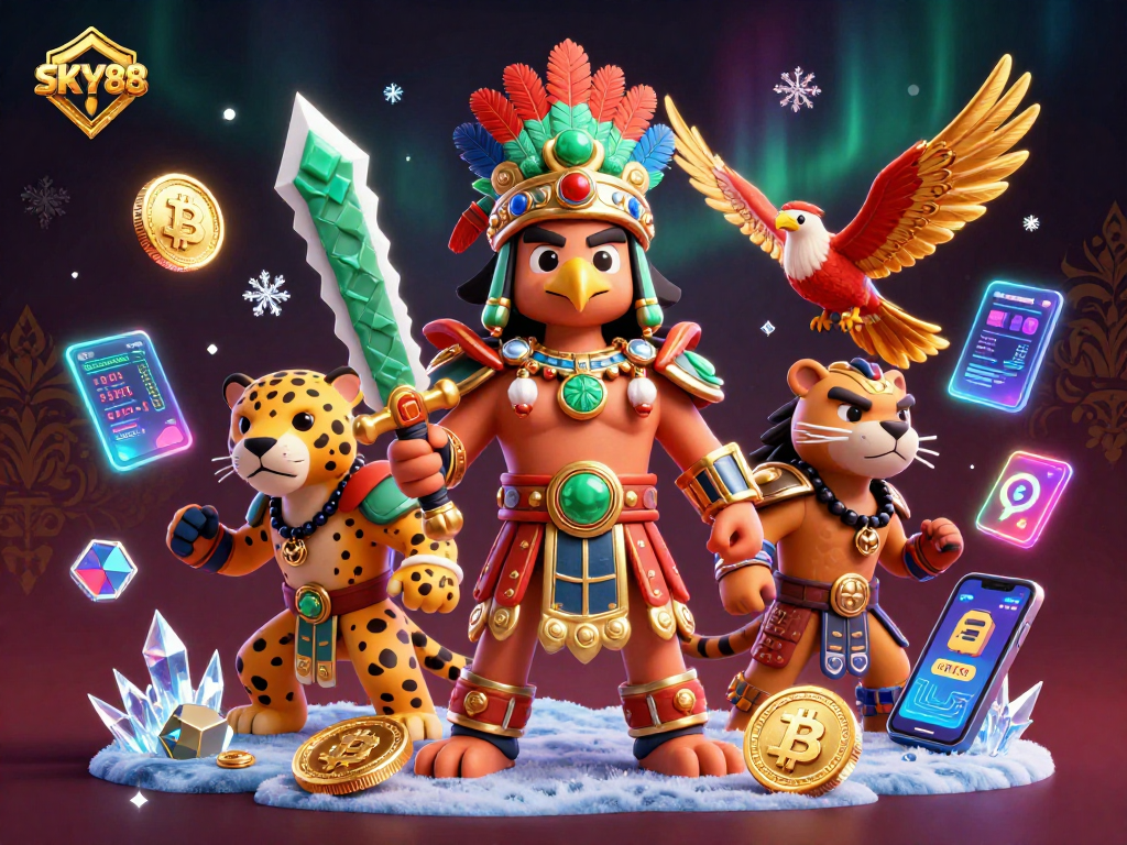 Win big with SKY88 while enjoying thrilling gaming experiences in an ultra-detailed casino scene.