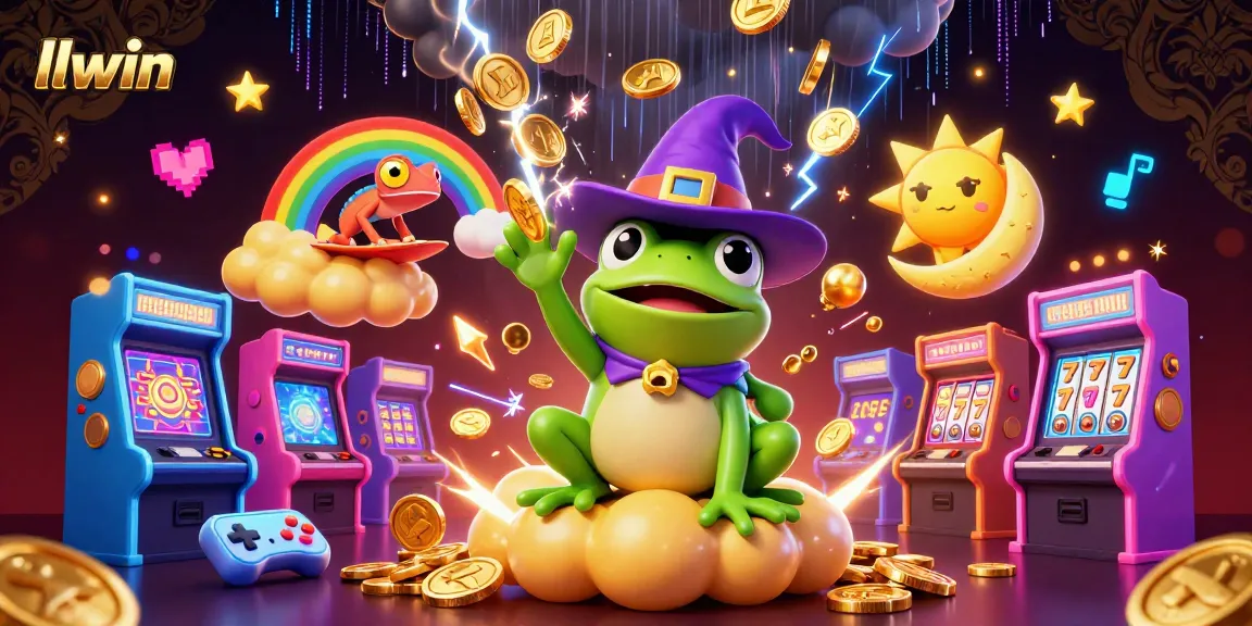Experience llwin's thrilling casino adventure with vibrant characters and golden coin storms amid dynamic gaming elements.