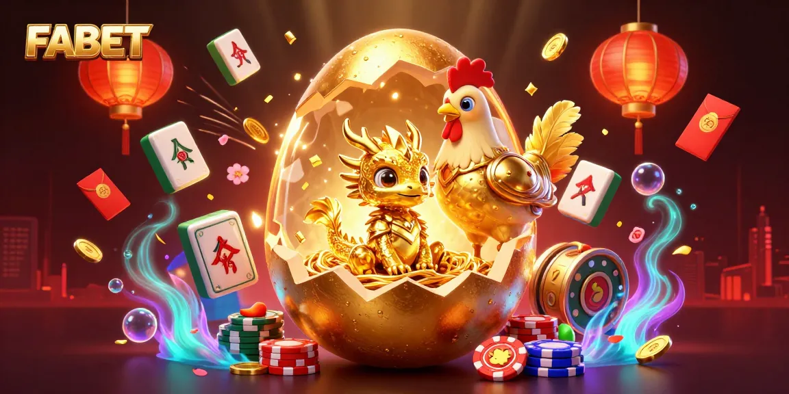 Enjoy the thrilling games at FABET with this vibrant 3D illustration showcasing a golden dragon and exciting slot elements.