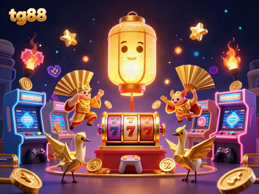 Experience exciting gameplay with tg88 casino, featuring golden lantern spirits and dynamic slot machines.