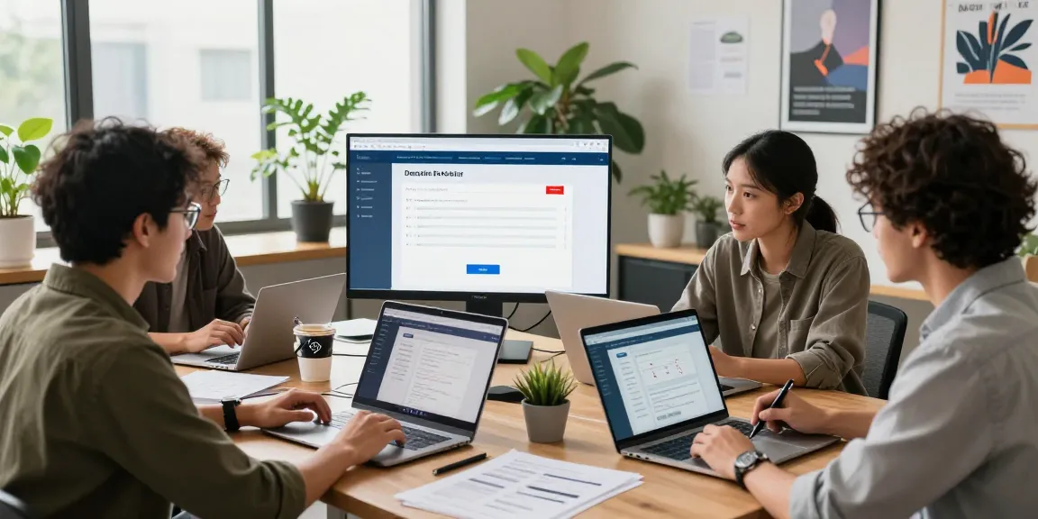 Domeinregistratie bureau met team dat samenwerkt aan digitale strategieën.