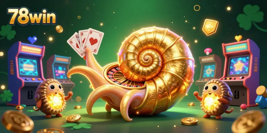 Experience thrilling gameplay with 78win as a giant nautilus roulette spins cards and glowing treasures.