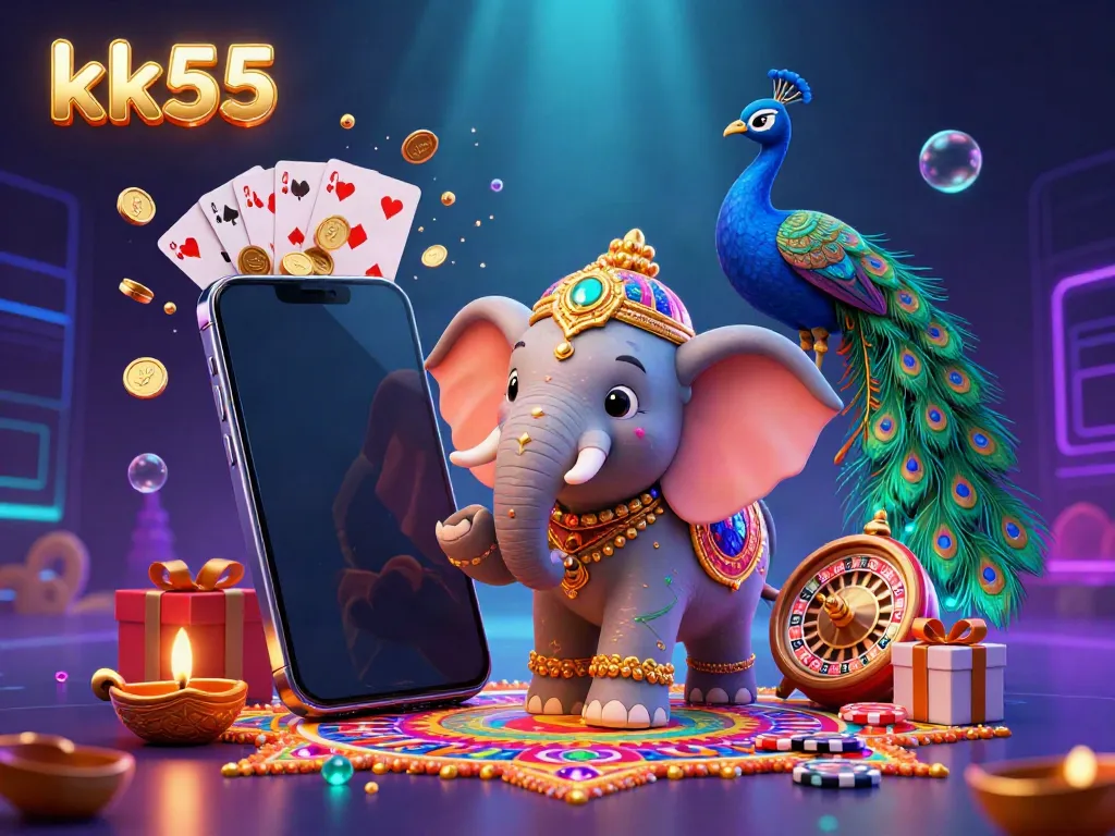 Engage with the vibrant kk55-themed digital gaming experience featuring dynamic slot game elements.