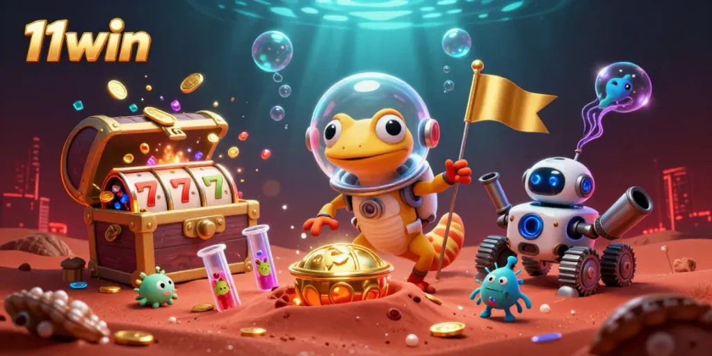 Bet on thrilling adventures with 11win's Martian casino discovery, complete with vibrant game elements.