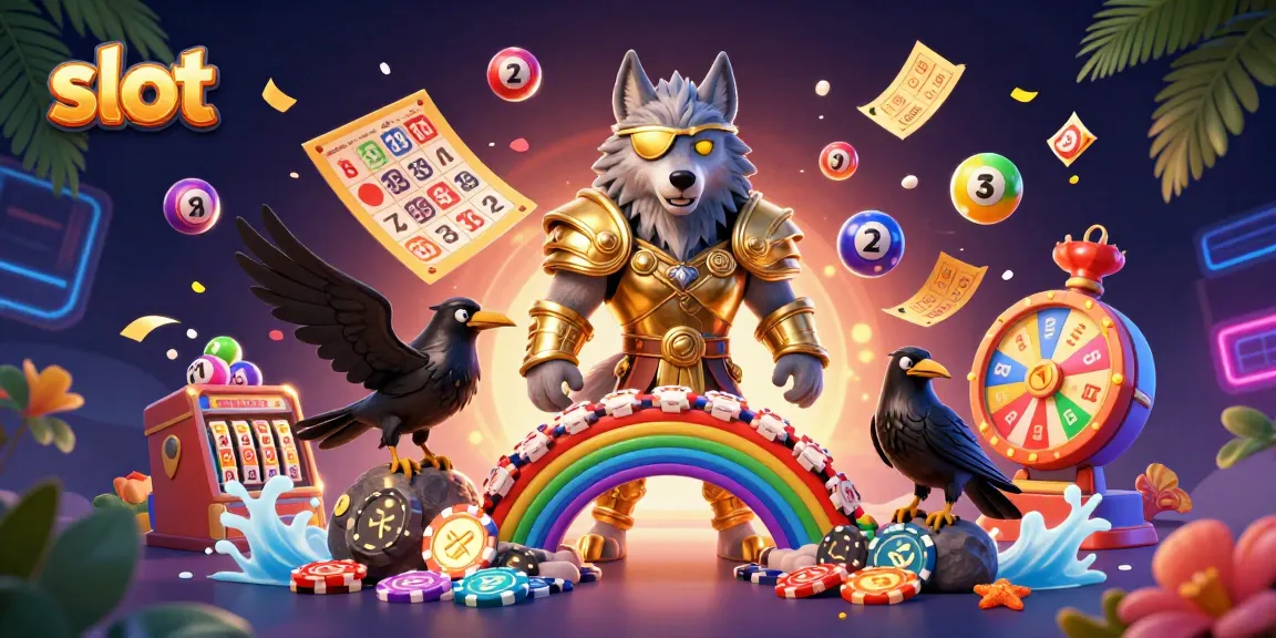 Slot menjadi pusat perhatian dalam ilustrasi 3D ini dengan mesin slot berwarna-warni dan simbol keberuntungan.