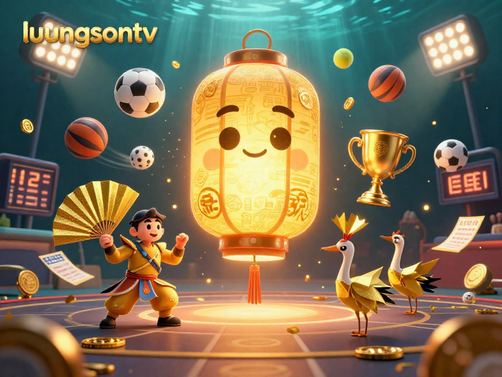 Experience exciting action at luongsontv with a festive golden lantern spirit above a dynamic sports betting event.