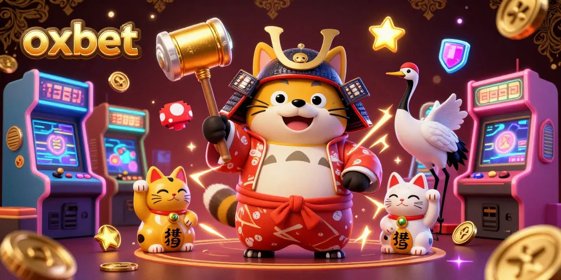 Join the excitement of oxbet with our colorful 3D illustration showcasing festive characters and casino elements.