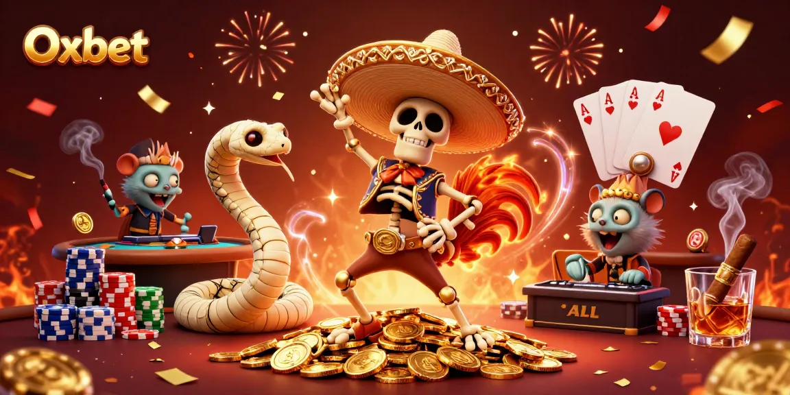 Celebrate winnings with Oxbet featuring lively 3D characters in a casino atmosphere.