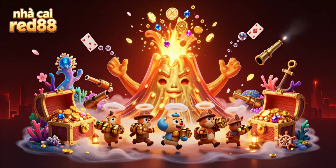 Experience the thrill of nhà cái red88 with a vibrant scene of treasure and excitement!
