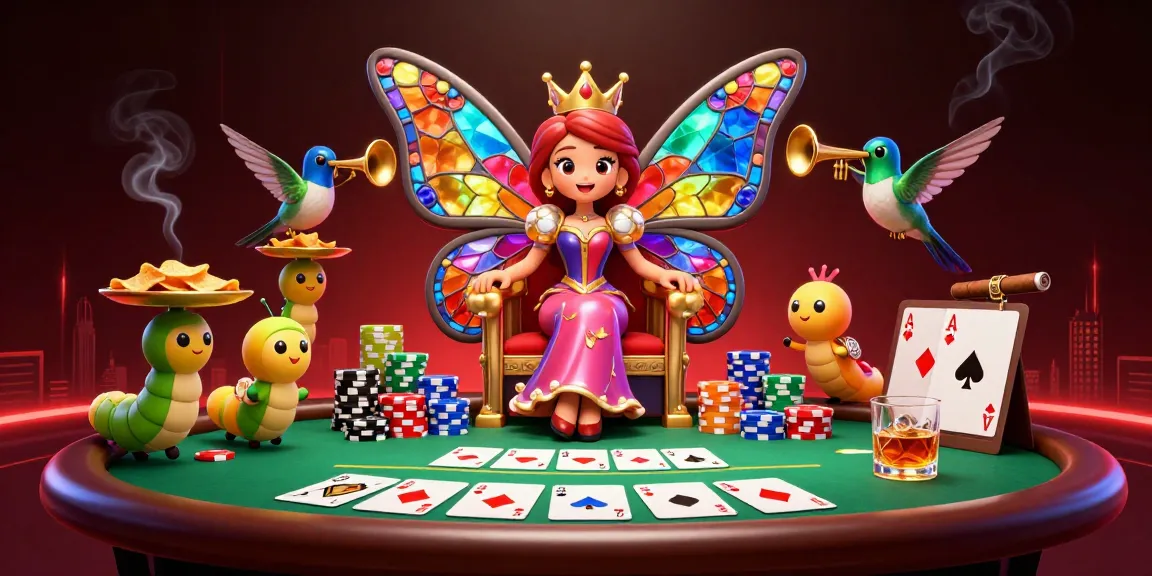 Experience the rich gameplay at td88 with vibrant poker scene featuring a butterfly queen and colorful chips.