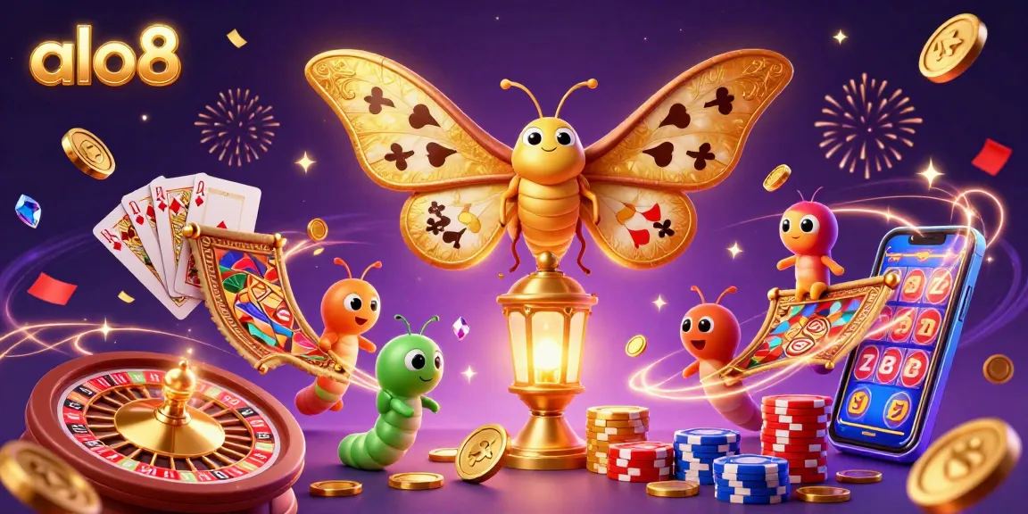 Engage with alo8's dynamic casino scene showcasing festive elements and winning opportunities.
