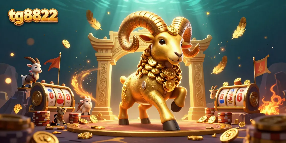 Experience thrilling action in tg8822 as a golden ram charges past symbols of wealth and fortune.