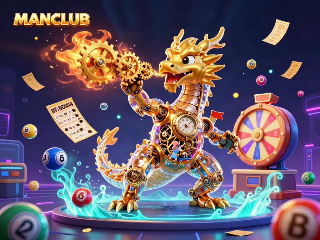 Engage with MANCLUB's thrilling game elements in a vibrant casino scene, blending fantasy and excitement.