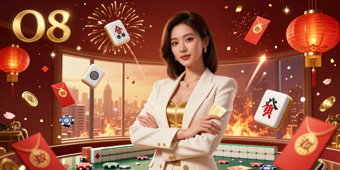 Experience thrilling gameplay with O8 featuring a glamorous businesswoman in a vibrant casino scene.