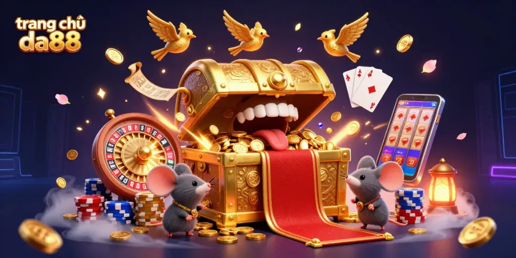 Spin and win at trang chủ da88’s vibrant casino, with golden treasures and immersive gaming elements.