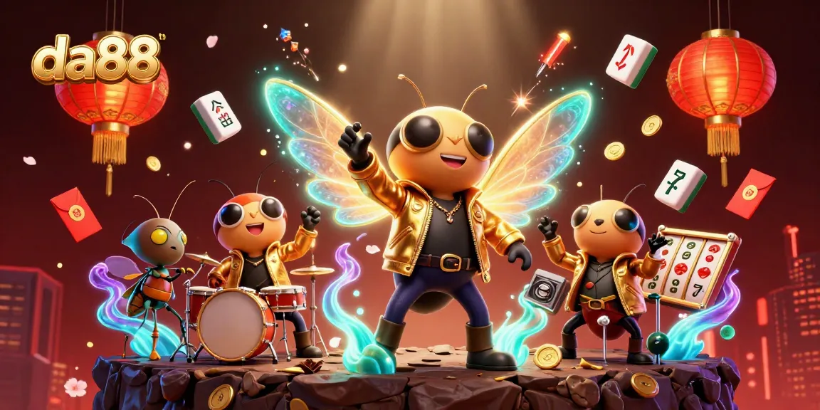 Engage in winning strategies with da88, featuring vibrant casino elements and a lively rock band scene.