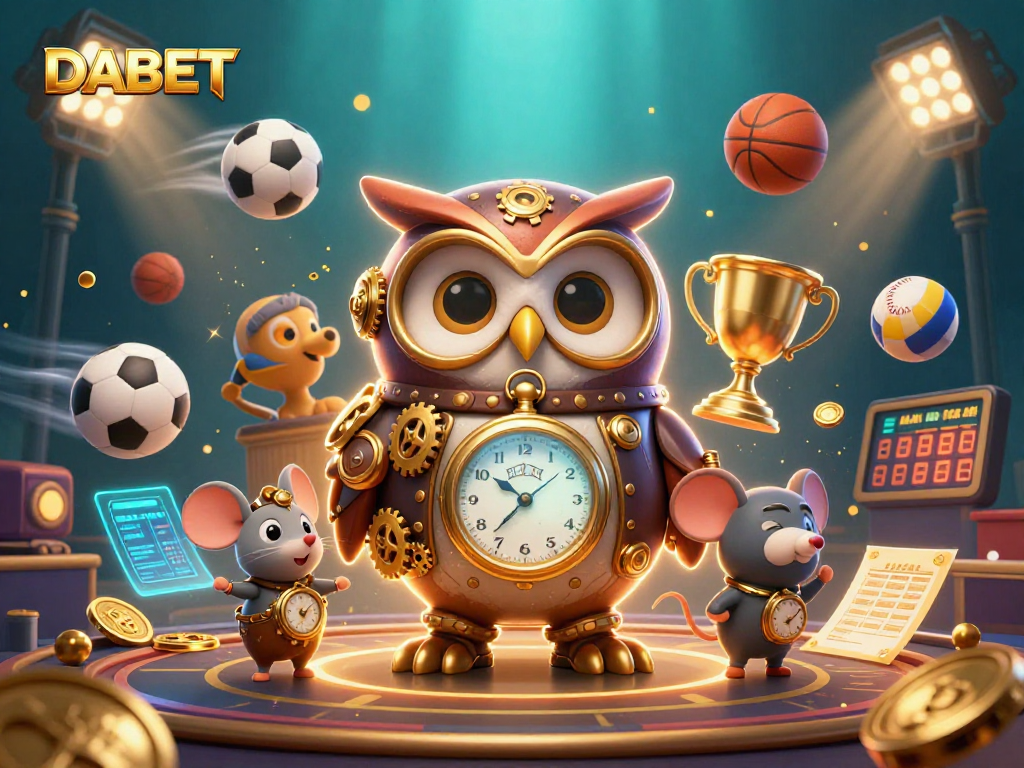 DABET showcases an immersive steampunk casino scene with vibrant characters and dynamic gambling elements.