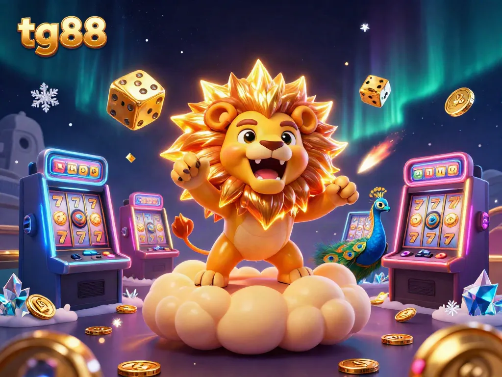 Engage with tg88's vibrant casino world featuring animated characters amidst dynamic slot game elements and enchanting visuals.