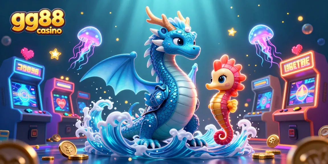 Experience the thrilling atmosphere of gg88 casino with vibrant dragons and neon jellyfish.