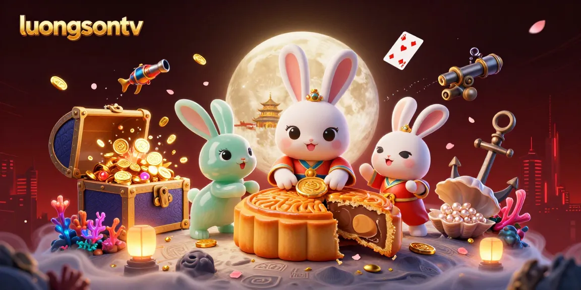 Immerse in the excitement of luongsontv, featuring captivating 3D rabbits celebrating with poker chips.
