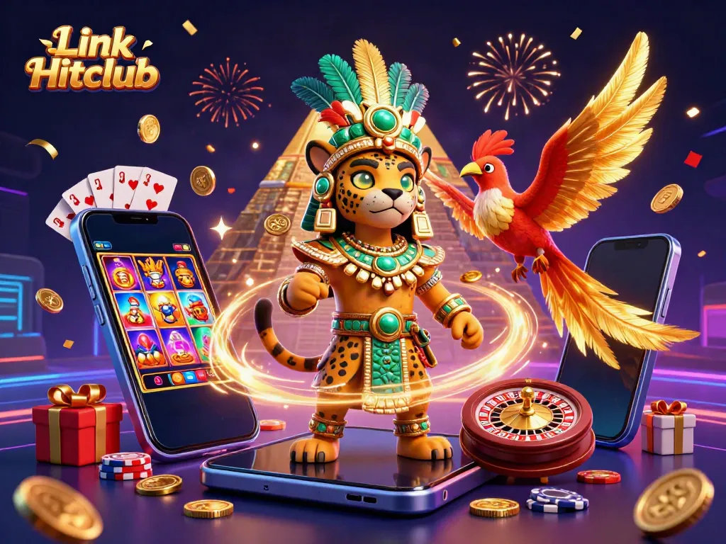 Experience endless excitement with Link Hitclub's vibrant casino illustration featuring thrilling game elements