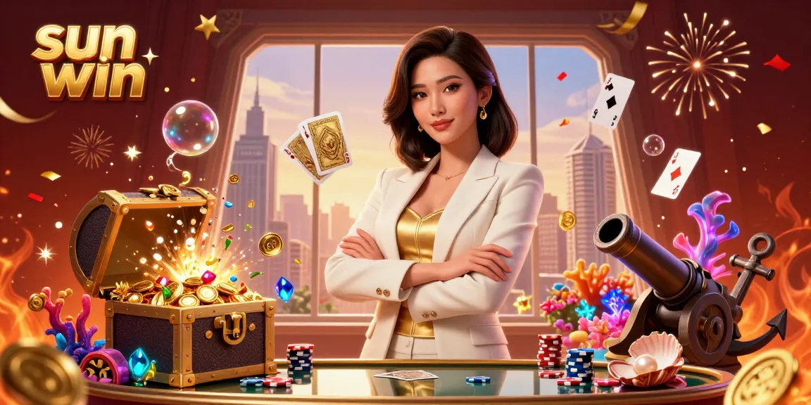 Experience the thrill of sun win with powerful gameplay and dazzling riches, captured in a vibrant casino scene.