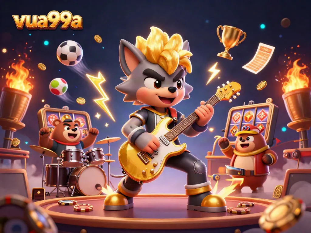 Experience exhilarating slots action with the vibrant characters of vua99a in a dynamic casino scene!