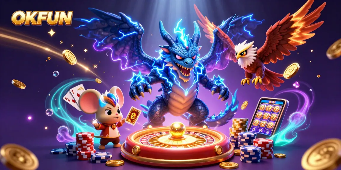 Experience thrilling games with OKFUN, featuring epic action and dazzling casino elements.