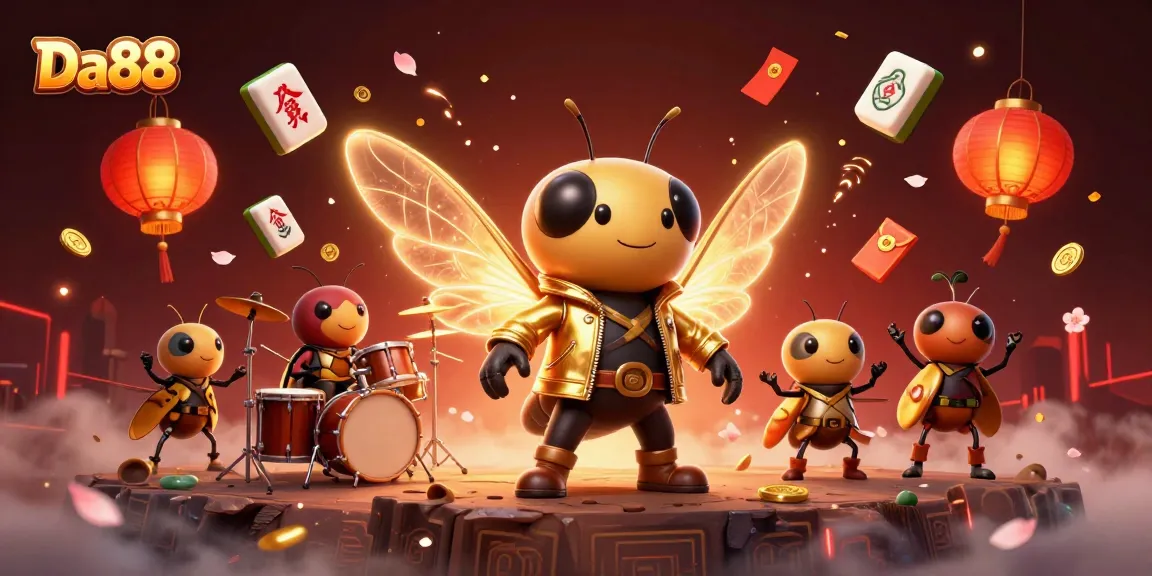 Experience thrilling gameplay at Da88 with vibrant visuals and exciting casino elements surrounding unique characters.