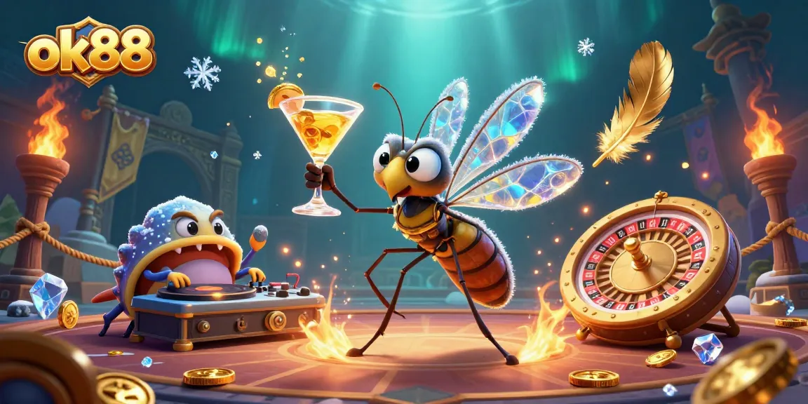 Experience the thrill at ok88 with a vibrant casino scene showcasing unique characters and dynamic gaming elements.