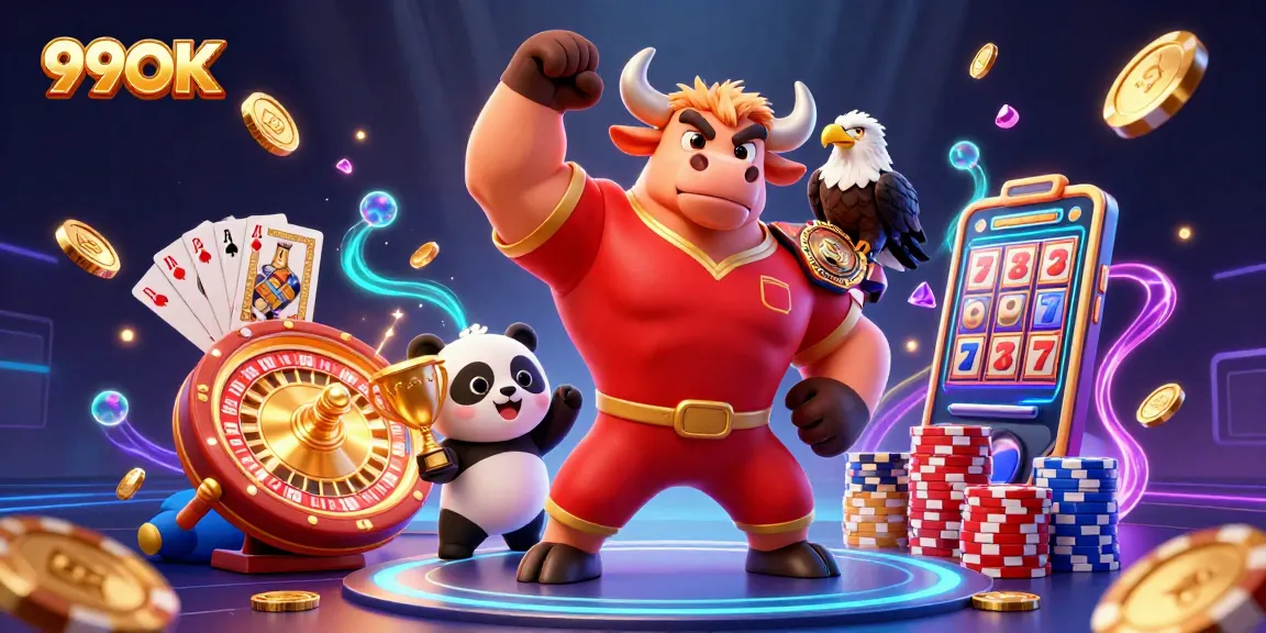 Experience the thrill of winning at 99OK's online casino with engaging characters and vibrant gaming elements.