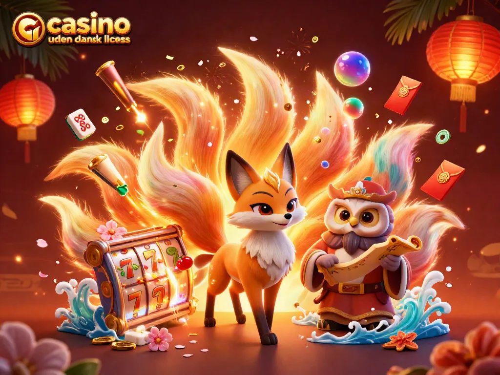 Play at casino uden dansk licens with vibrant character art and dynamic slot elements.