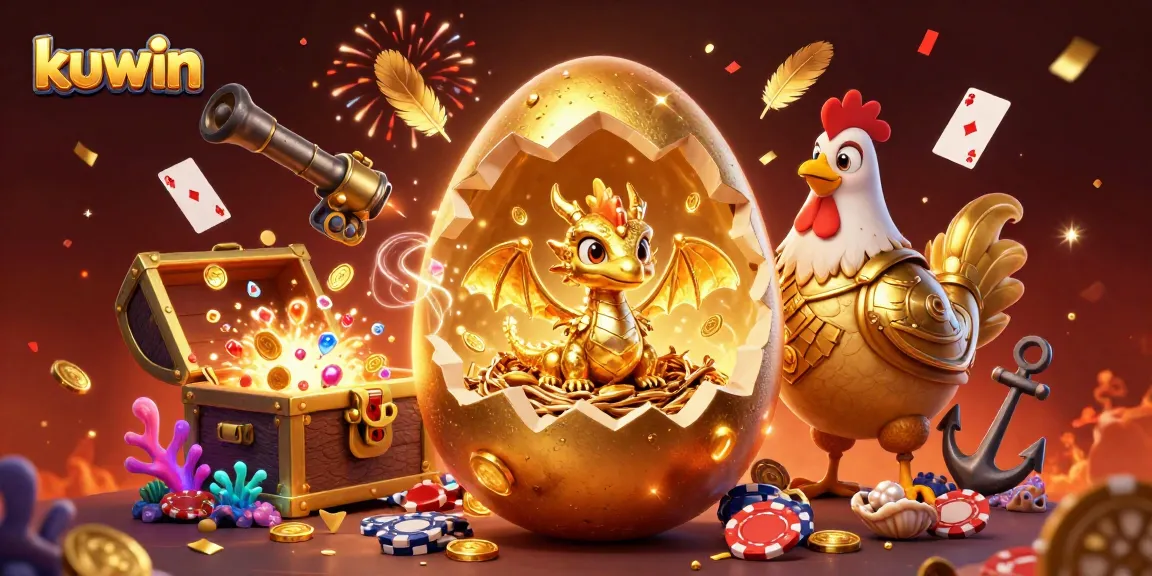 kuwin offers winning strategies with a golden dragon and poker chip nest in this vibrant casino scene